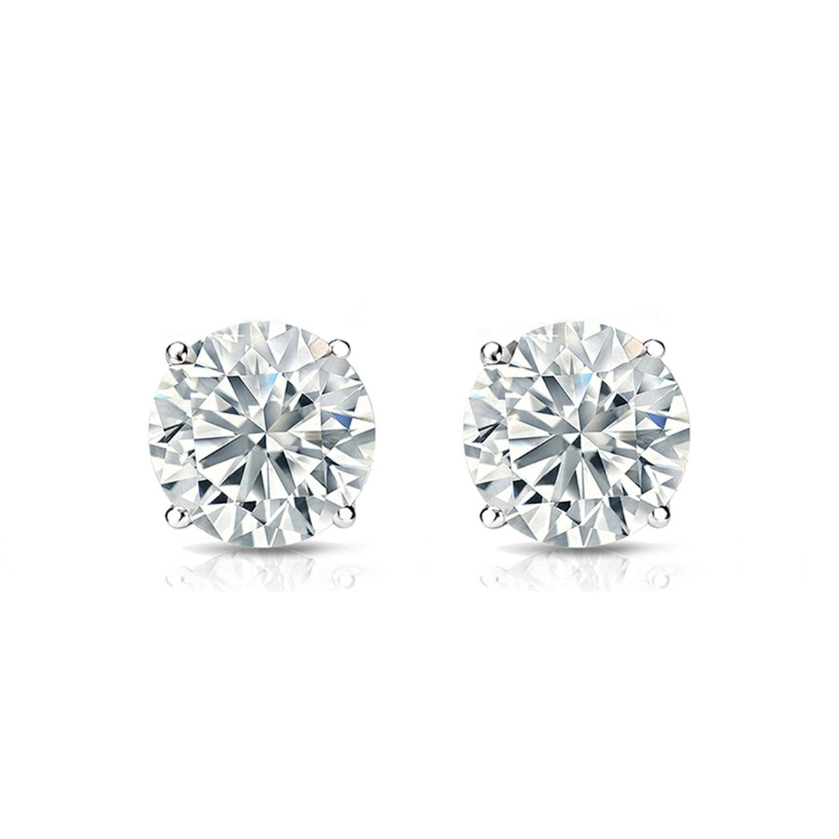 2ct Diamond Stud Earring Womens Studs 14k White Gold Mens Earrings Round Diamond