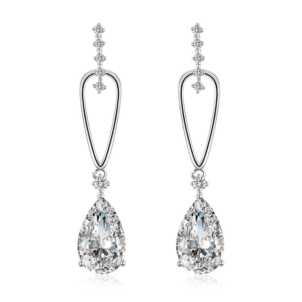 Pear Shaped Swarovski Crystal Dangling Earrings Set in 18K White Gold, Earring, ALILY , ALILY fashion jewelry, cheap jewelry, jewelry for mom,