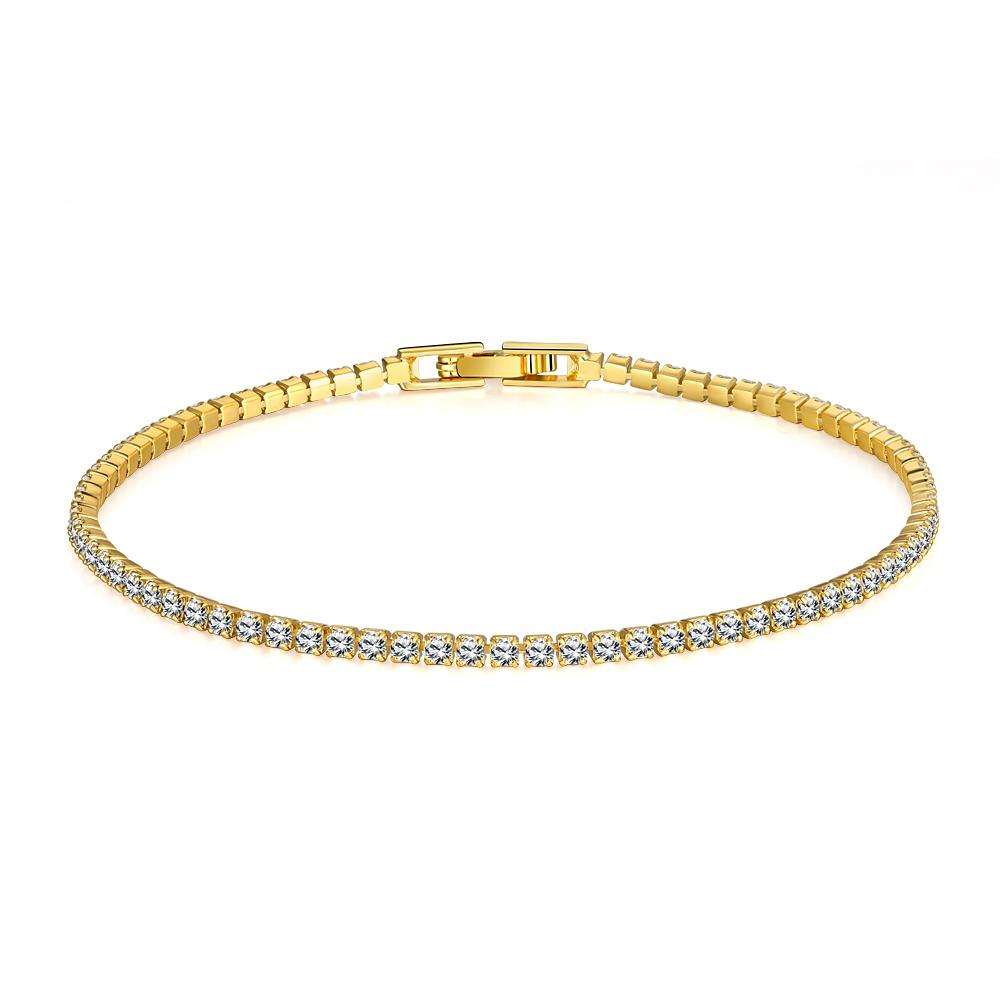Tennis Necklace and Bracelet Set made With Austrian Crystals with Luxe Box - 18K Gold