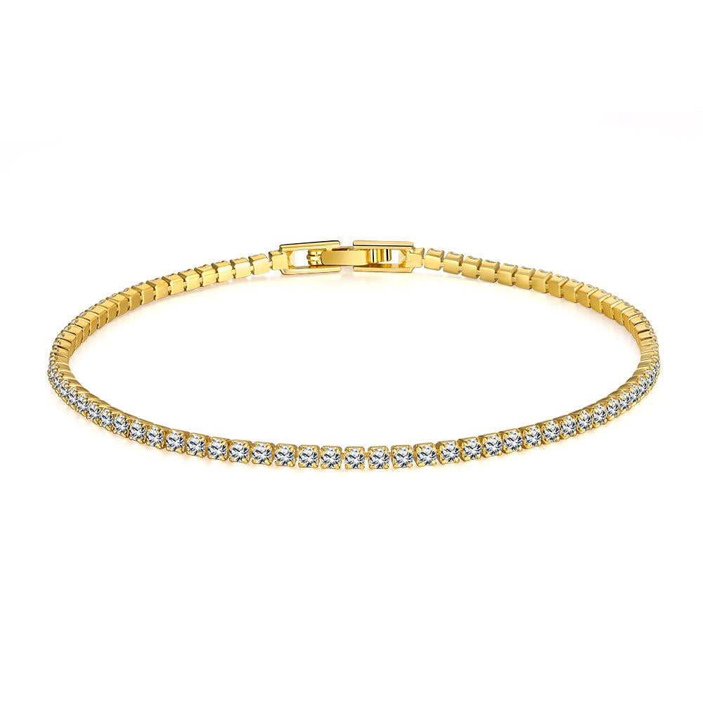6.00 CT White Topaz Swarovski Crystal 3mm Classic Round Tennis Bracelet - Gold, Bracelet, ALILY , ALILY jewelryjewelry deals, swarovski crystal jewelry, groupon jewelry,, jewelry for mom,