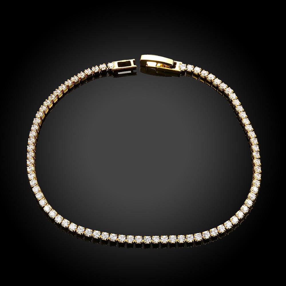 Tennis Necklace and Bracelet Set made With Austrian Crystals with Luxe Box - 18K Gold