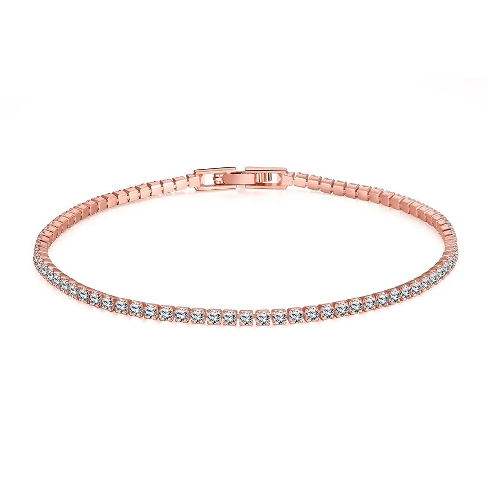 6.00 CT White Topaz Swarovski Crystal 3mm Classic Round Tennis Bracelet - Rose Gold, Bracelet, ALILY , ALILY jewelryjewelry deals, swarovski crystal jewelry, groupon jewelry,, jewelry for mom,