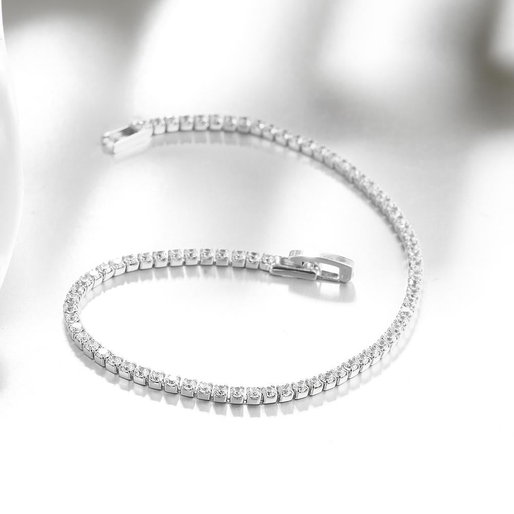 Tennis Necklace and Bracelet Set made With Austrian Crystals with Luxe Box - 18K White