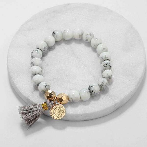 Marble Filligree Tassel Stretch 4PC Bracelet - ALILY