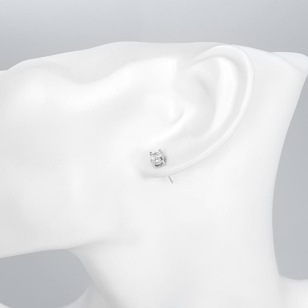 Crystal Stud Earring in 14K White Gold Plated 6mm