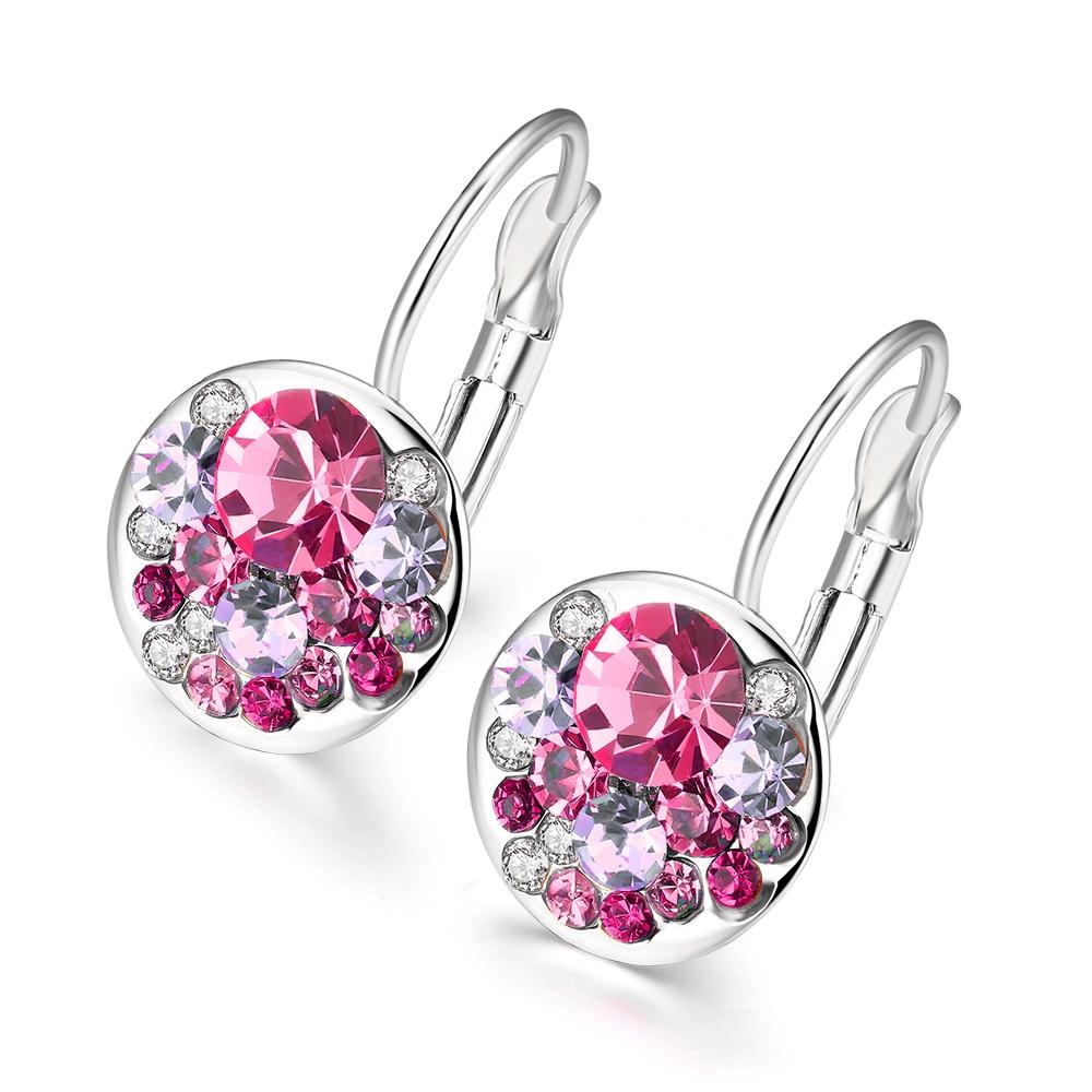 Pink Periwrinkle Leverback Earrings in 18K White Gold