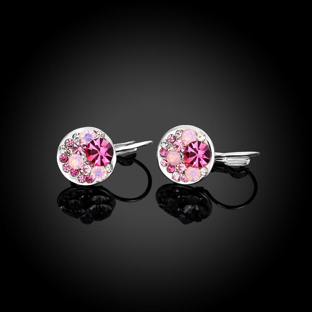 Pink Periwrinkle Leverback Earrings in 18K White Gold
