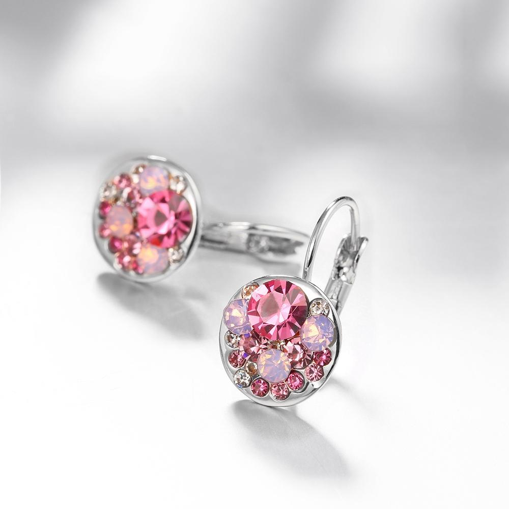 Pink Periwrinkle Leverback Earrings in 18K White Gold