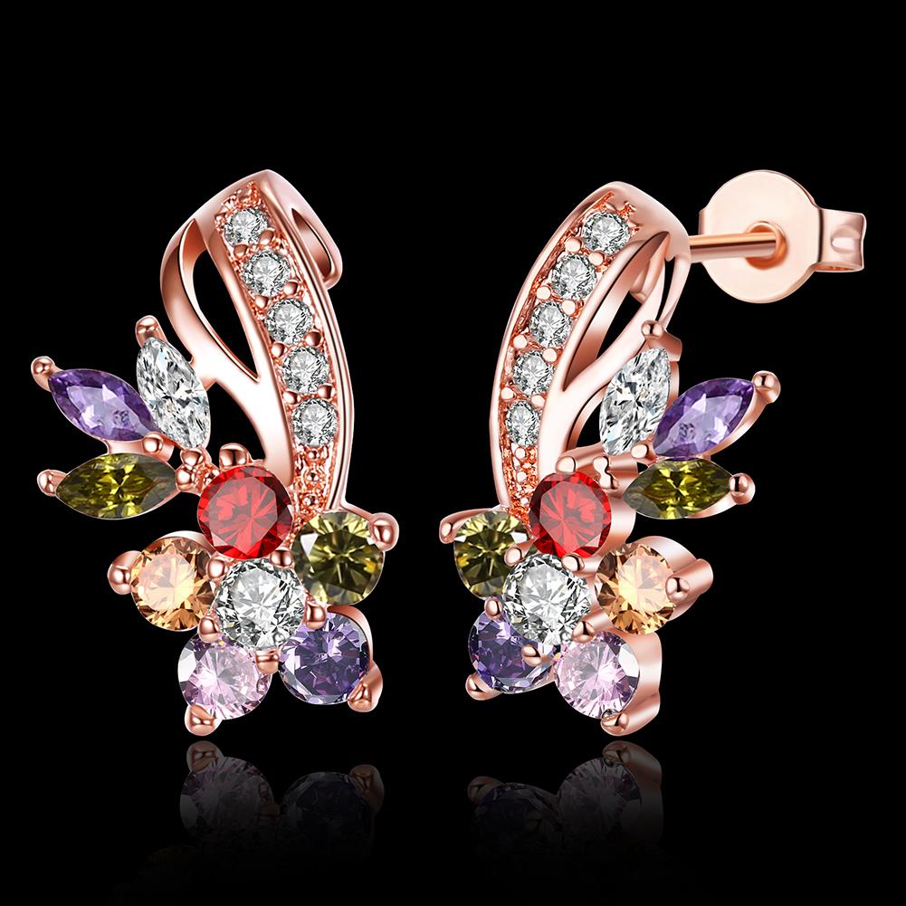 18K Rose Gold Plated Rainbow Earrings Made with Swarovski Elements, , ALILY , ALILY jewelryjewelry deals, swarovski crystal jewelry, groupon jewelry,, jewelry for mom,