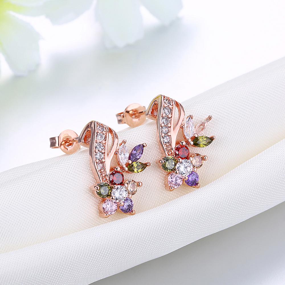 18K Rose Gold Plated Rainbow Earrings Made with Swarovski Elements, , ALILY , ALILY jewelryjewelry deals, swarovski crystal jewelry, groupon jewelry,, jewelry for mom,