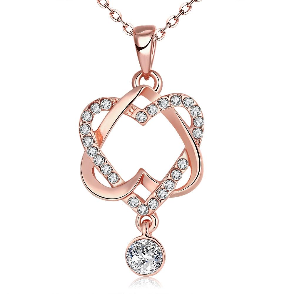Intertwined Duo Hearts Elements Necklace in 14K Gold