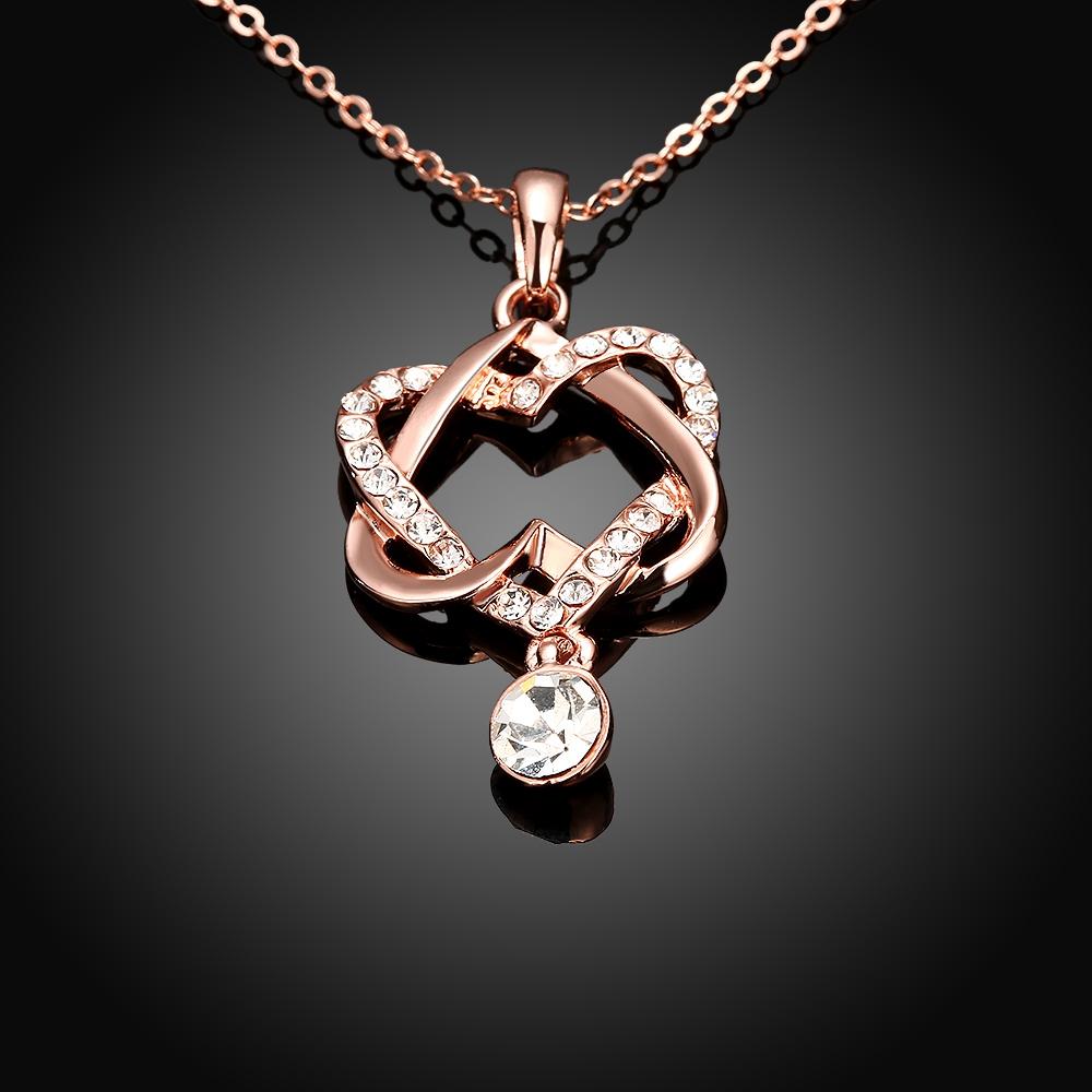 Intertwined Duo Hearts Elements Necklace in 14K Gold