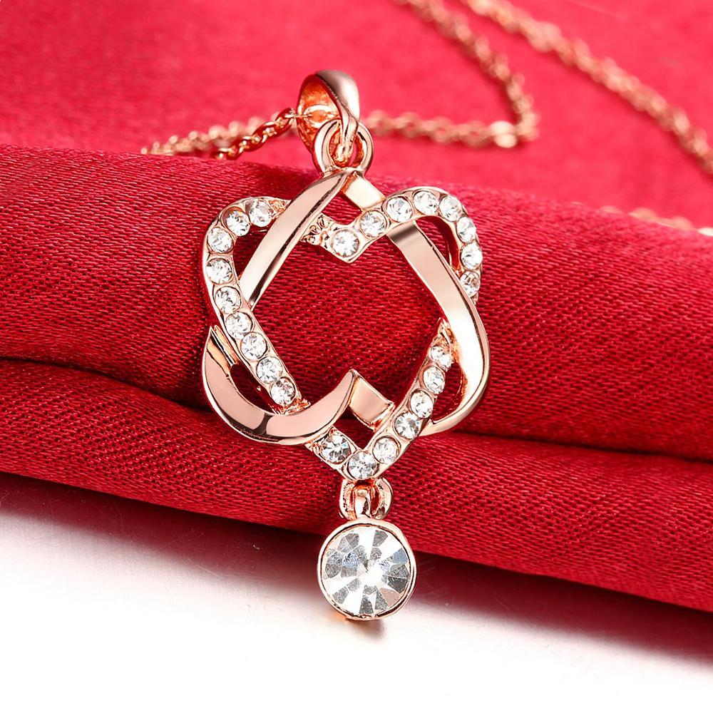Intertwined Duo Hearts Elements Necklace in 14K Gold