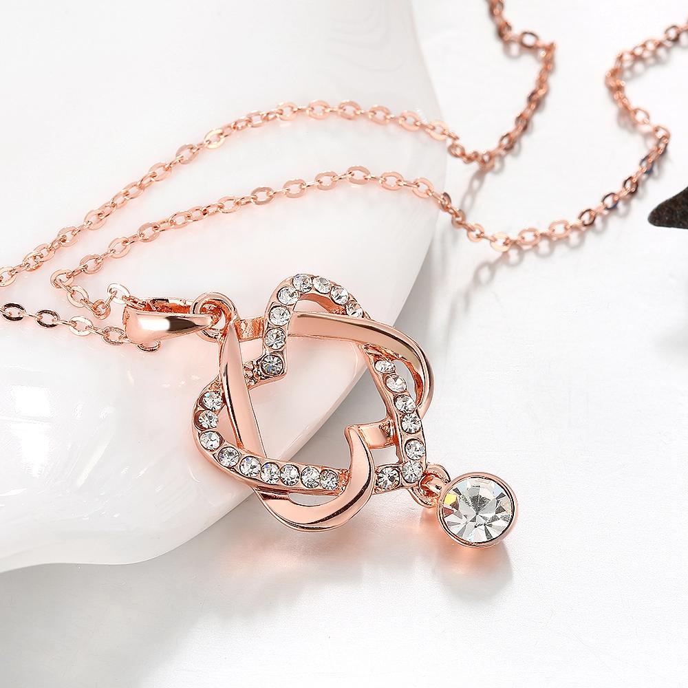 Intertwined Duo Hearts Elements Necklace in 14K Gold