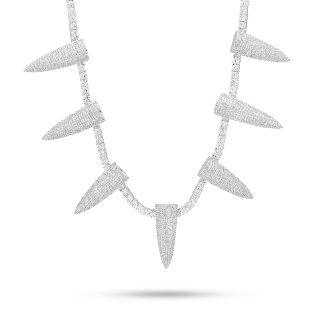 Pave Spike Necklace Embellished with Crystals in 18K White Gold Plated