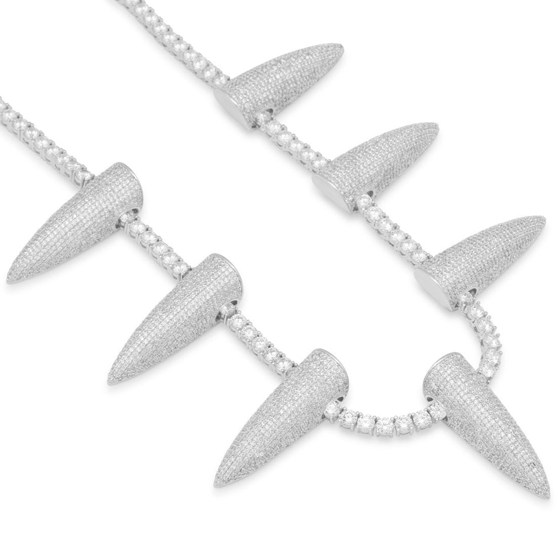 Pave Spike Necklace Embellished with Crystals in 18K White Gold Plated