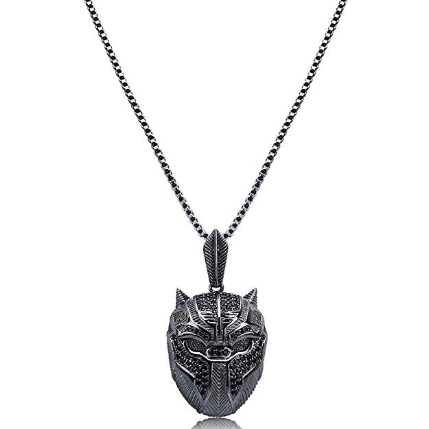 Black Iced Out Crystal Pav'e Panther Pendant Necklace