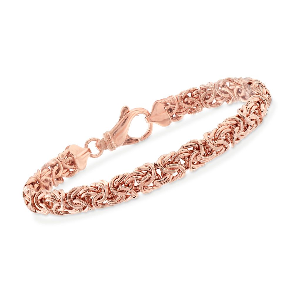 Father's Day 14K Rose Gold Plating Byzantine Design Chain Bracelet