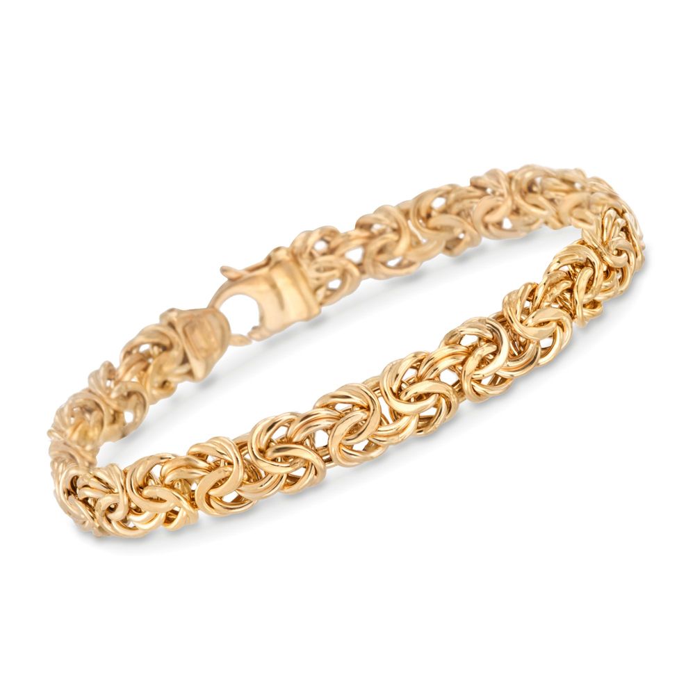 Father's Day 14K Gold Plating Byzantine Thick Cut Chain Link Bracelet