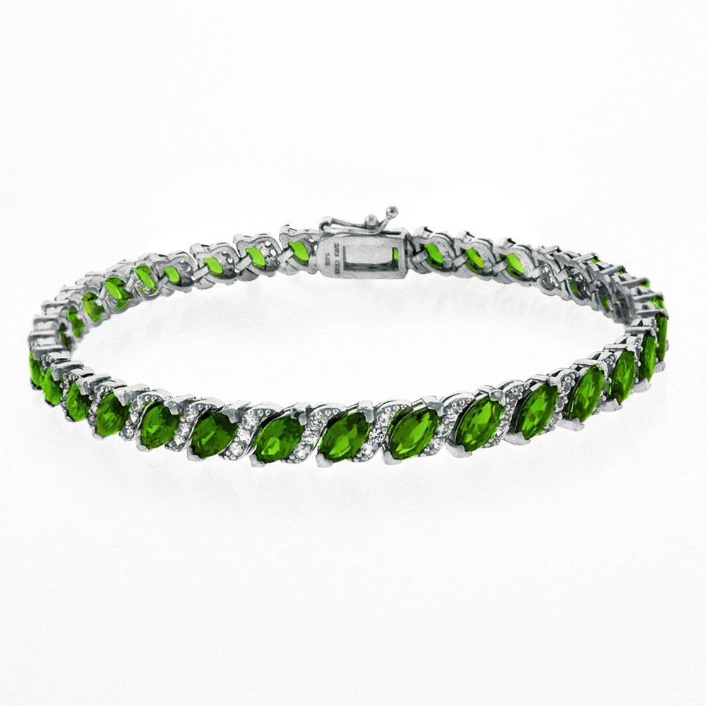 20.00 CT Genuine Emerald Vine Bracelet Embellished with Swarovski Crystals in 18K White Gold Plated, Bracelet, ALILY , ALILY jewelryjewelry deals, swarovski crystal jewelry, groupon jewelry,, jewelry for mom,