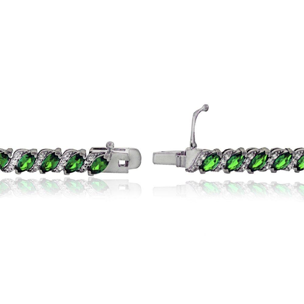 20.00 CT Genuine Emerald Vine Bracelet Embellished with Swarovski Crystals in 18K White Gold Plated, Bracelet, ALILY , ALILY jewelryjewelry deals, swarovski crystal jewelry, groupon jewelry,, jewelry for mom,