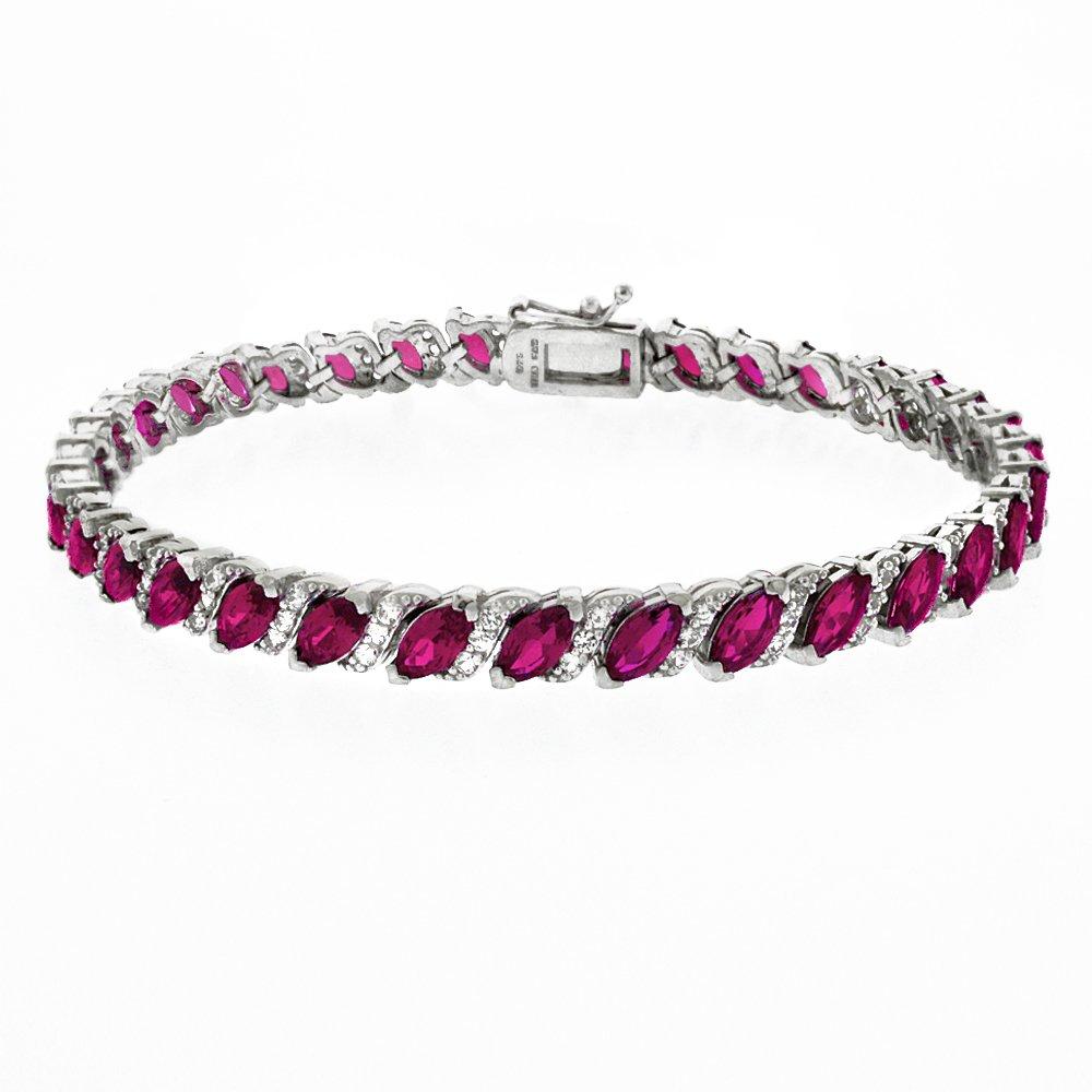 20.00 CT Genuine Pink Topaz Vine Bracelet Embellished with Swarovski Crystals in 18K White Gold Plated, Bracelet, ALILY , ALILY jewelryjewelry deals, swarovski crystal jewelry, groupon jewelry,, jewelry for mom,