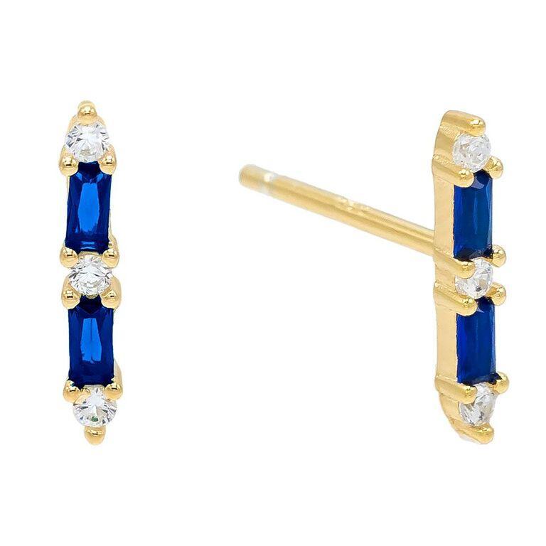 14K Gold Plating Blue Elements Linear Earrings
