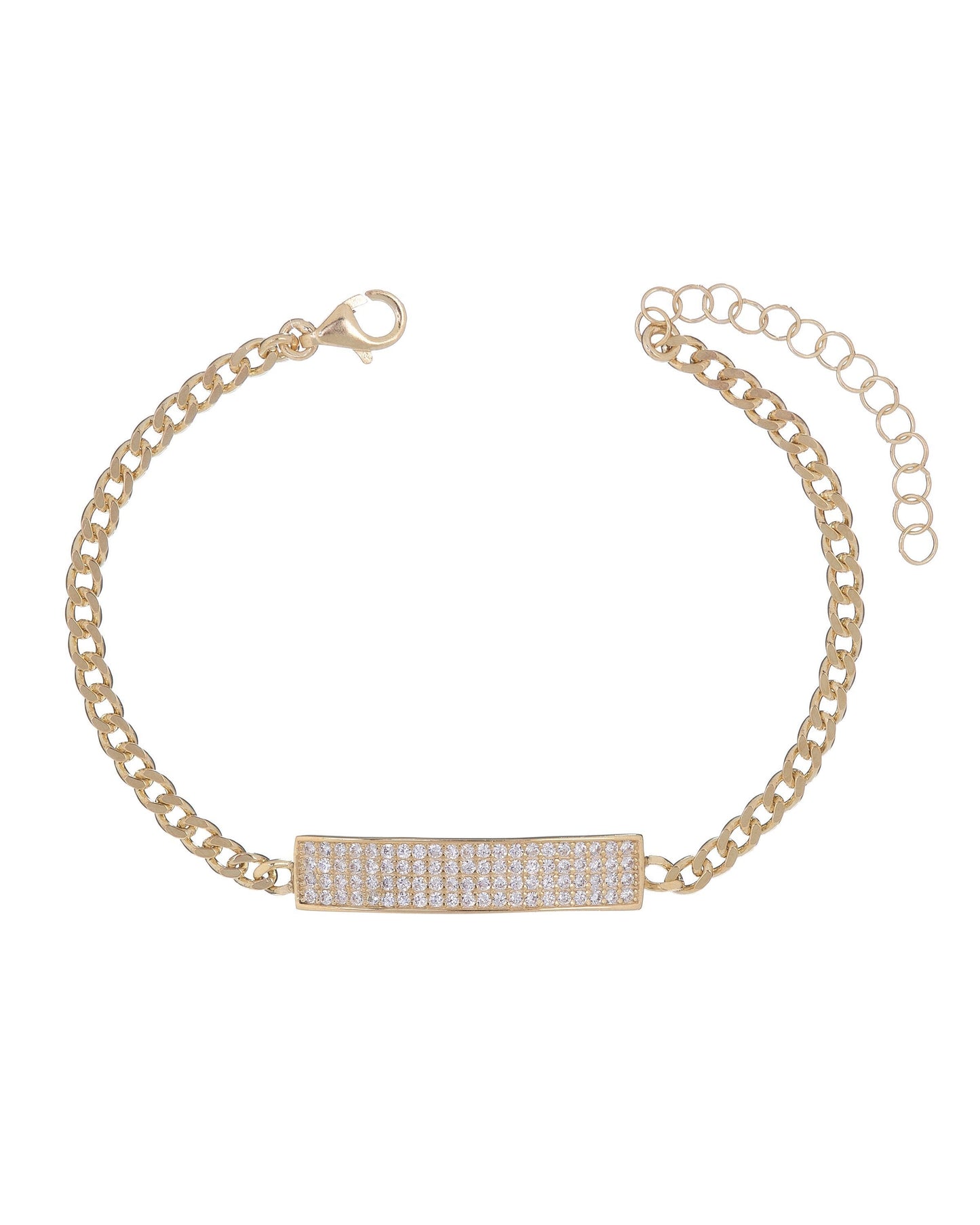 Pave White Topaz Chain Bracelet 7.8" +2" Embellished with Crystals in 18K Rose Gold Plated