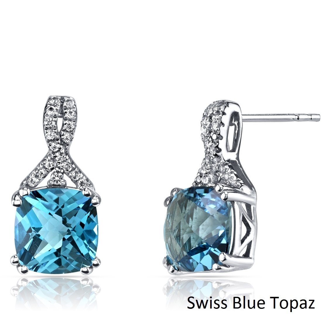 5.55 CTTW Asscher Cut Gemstone Pav'e Half-Infinity Stud Earrings in 18K White Gold Plating, , ALILY , ALILY jewelryjewelry deals, swarovski crystal jewelry, groupon jewelry,, jewelry for mom,