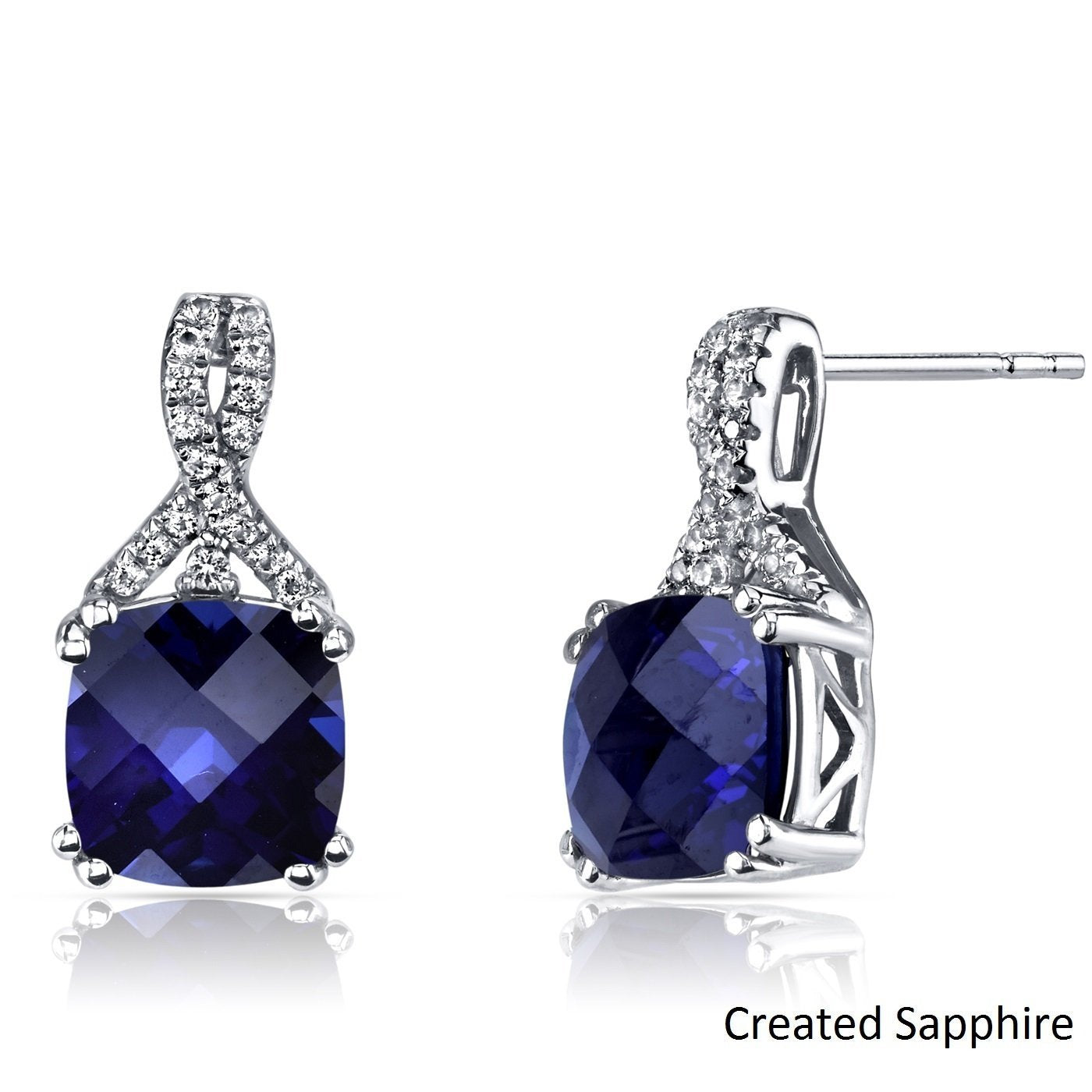5.55 CTTW Asscher Cut Gemstone Pav'e Half-Infinity Stud Earrings in 18K White Gold Plating, , ALILY , ALILY jewelryjewelry deals, swarovski crystal jewelry, groupon jewelry,, jewelry for mom,