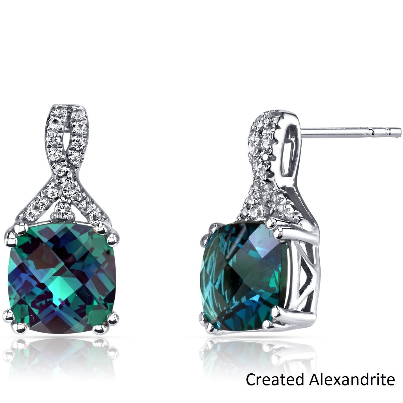 5.55 CTTW Asscher Cut Gemstone Pav'e Half-Infinity Stud Earrings in 18K White Gold Plating, , ALILY , ALILY jewelryjewelry deals, swarovski crystal jewelry, groupon jewelry,, jewelry for mom,