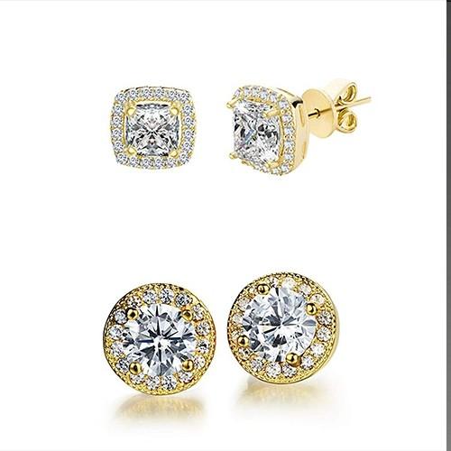 2 Pairs: Swarovski Elements Halo 18k Gold Plated Studs - 3 Finishes, , ALILY , ALILY jewelryjewelry deals, swarovski crystal jewelry, groupon jewelry,, jewelry for mom,