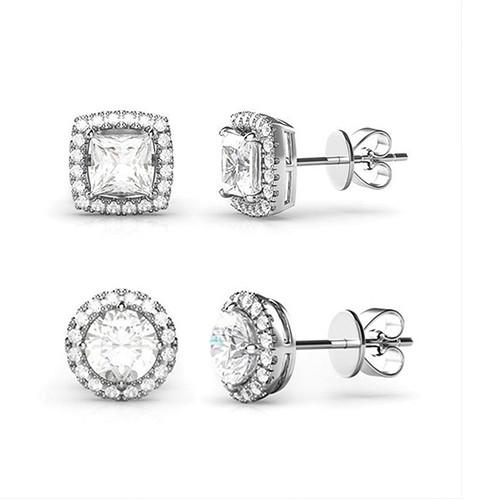 2 Pairs: Swarovski Elements Halo 18k Gold Plated Studs - 3 Finishes, , ALILY , ALILY jewelryjewelry deals, swarovski crystal jewelry, groupon jewelry,, jewelry for mom,