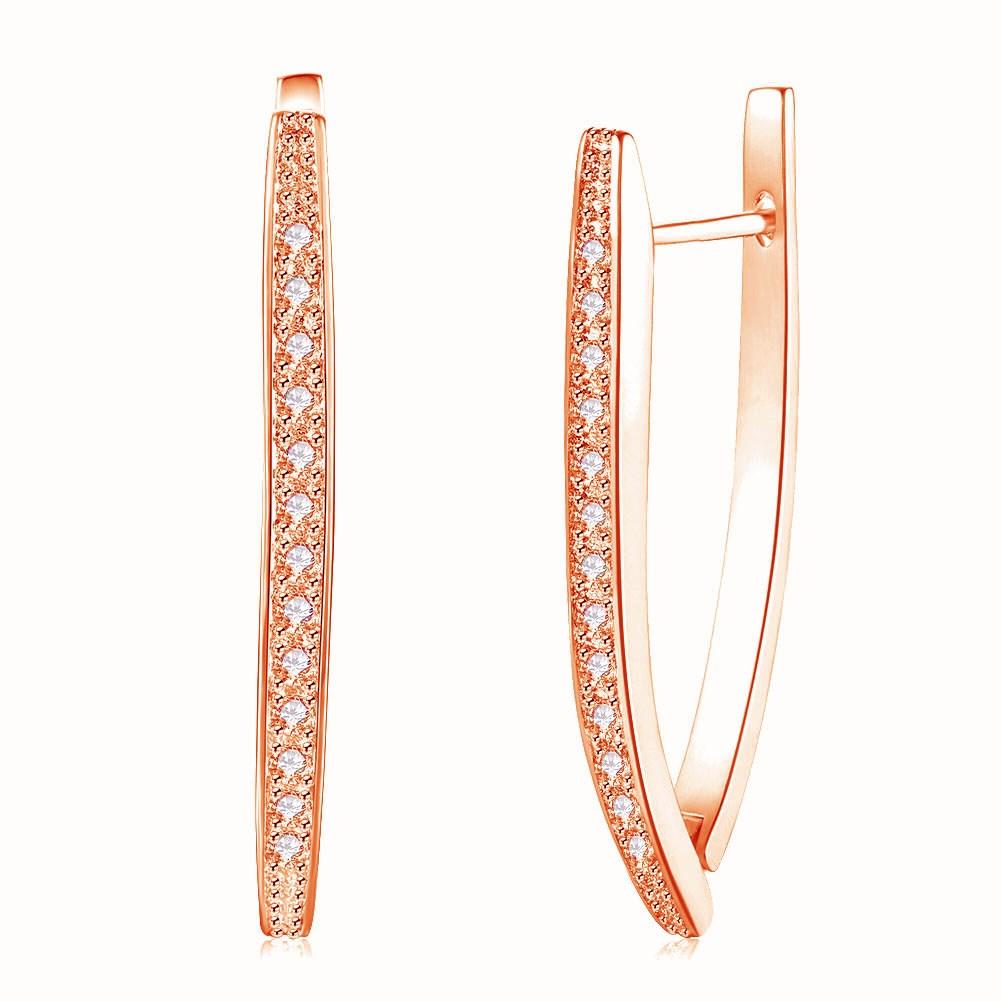 1.00 CT Dangling Pave Elements Teardrop Earrings in 14K Rose Gold Plating