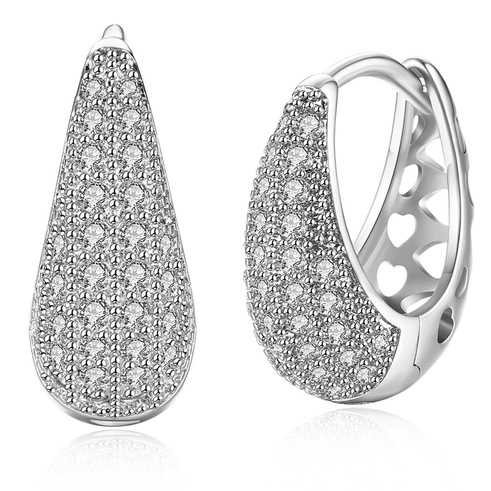 Valentines Crystal Pav'e Earrings Set in 18K White Gold