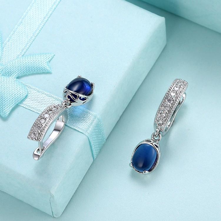 Simulated Micro-Pav'e Leverback Earrings Set in 18K White Gold - ALILY www..com fashion jewelry for women