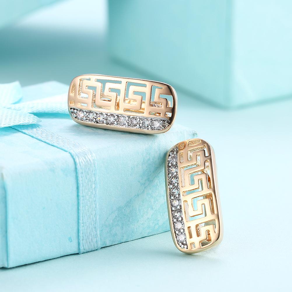 Laser Cut Elements Clip On Earrings in 14K Gold