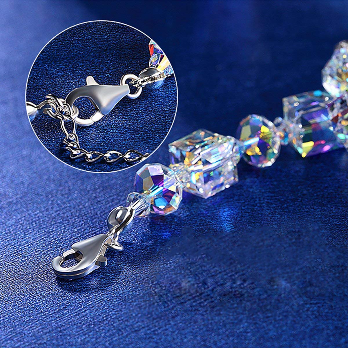 Aurora Borealis Geometric Shaped Bracelet in 18K White Gold Plating, Bracelet, ALILY , ALILY jewelryjewelry deals, swarovski crystal jewelry, groupon jewelry,, jewelry for mom,