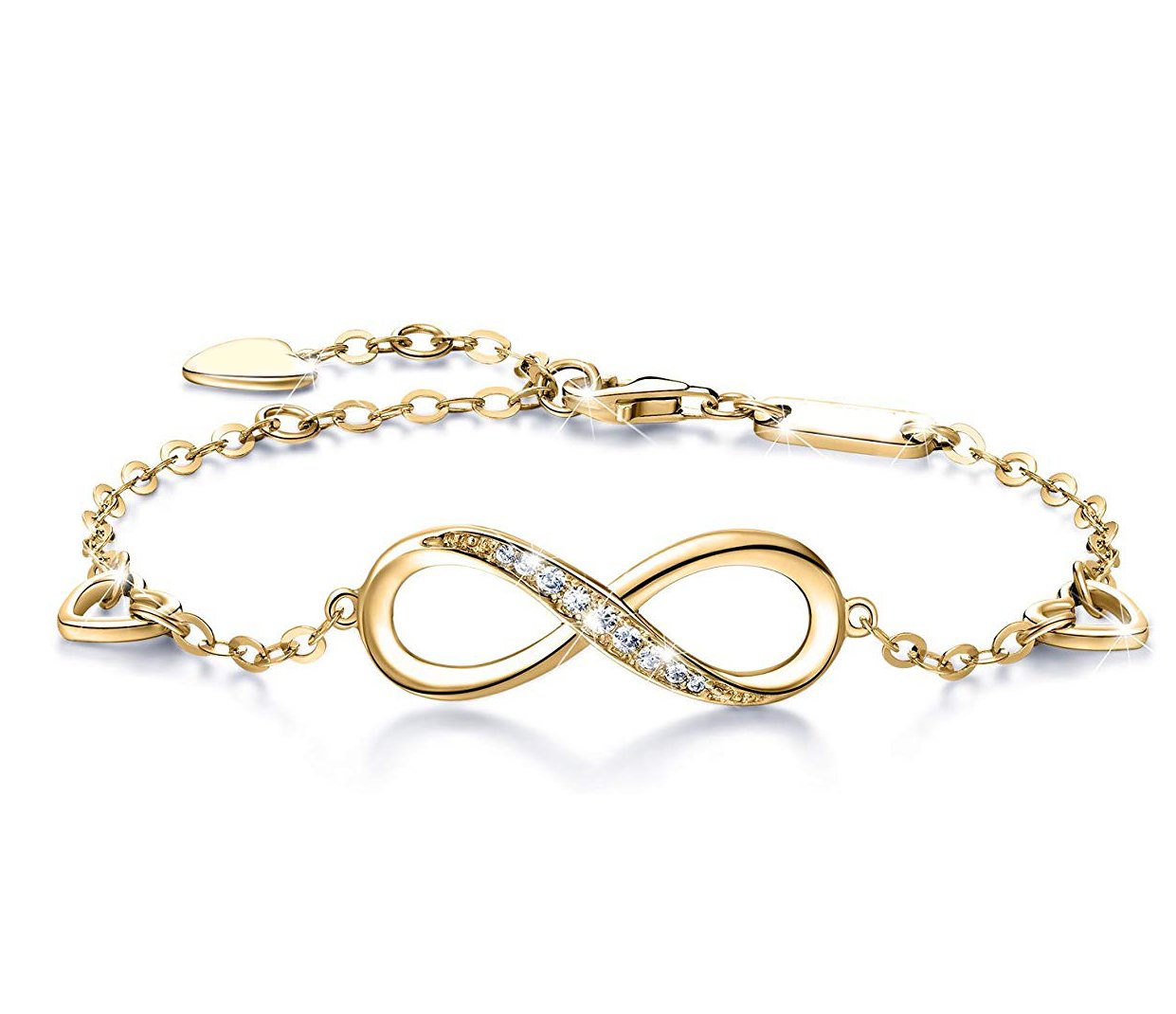 White Elements Infinite Pendant Chain Bracelet in 14K Gold Plating