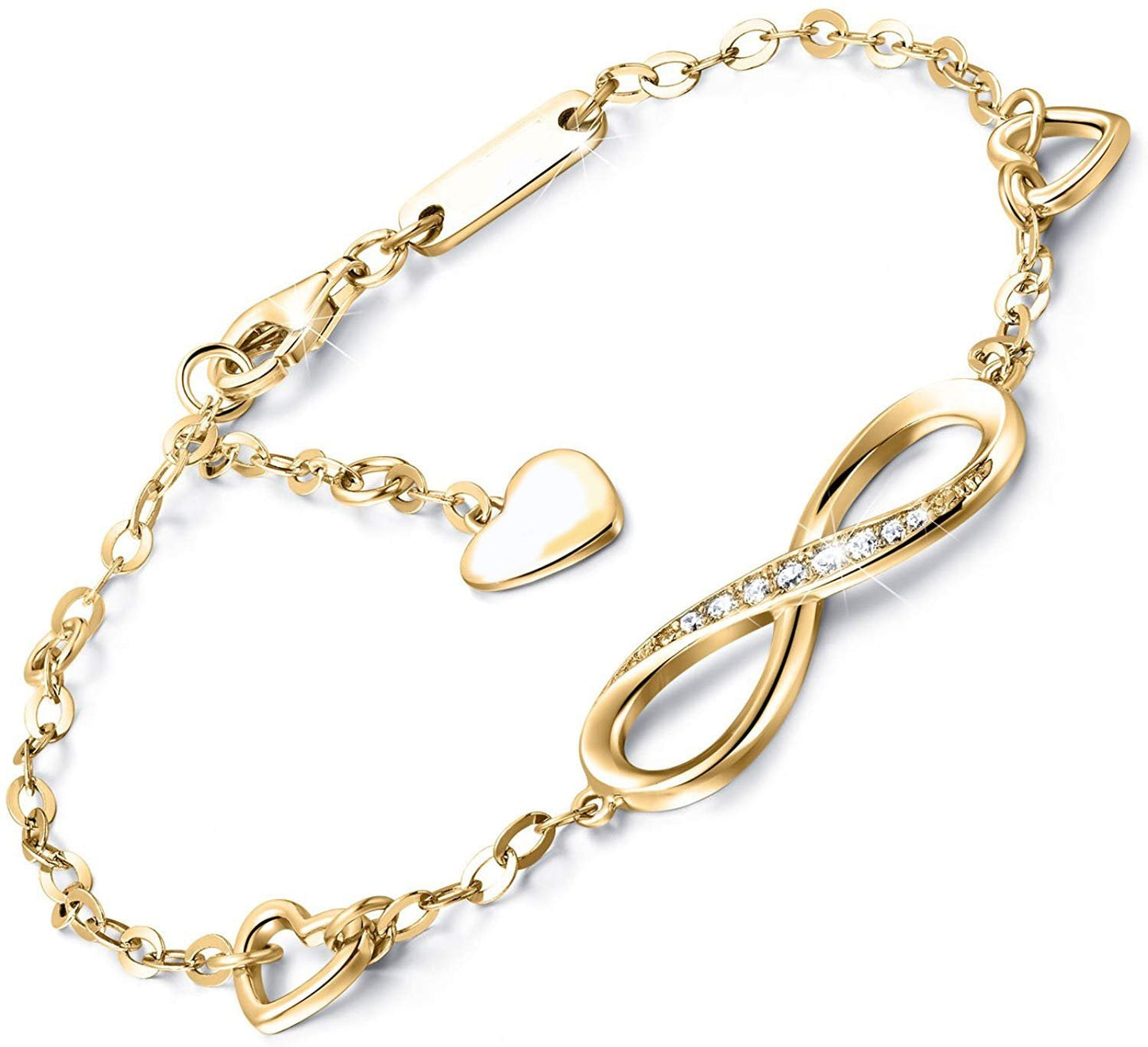 White Elements Infinite Pendant Chain Bracelet in 14K Gold Plating