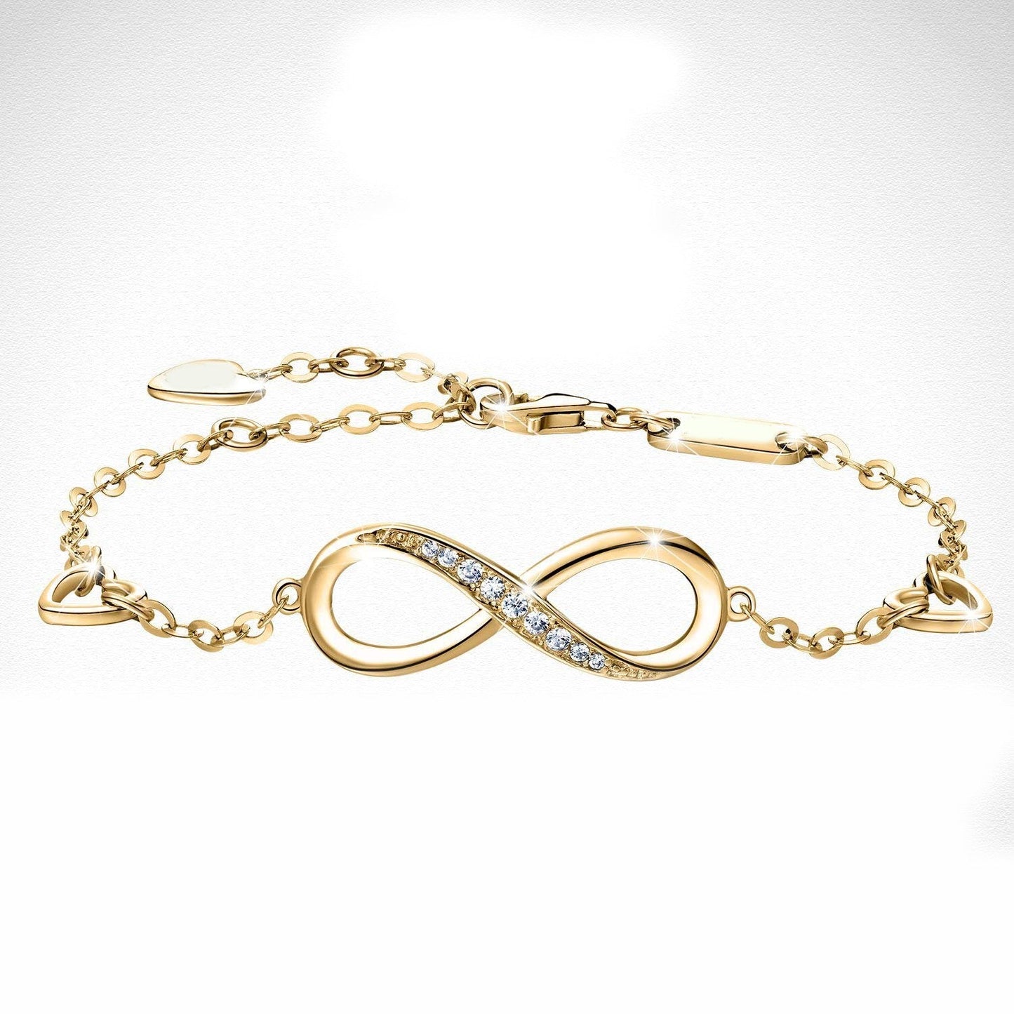 White Elements Infinite Pendant Chain Bracelet in 14K Gold Plating