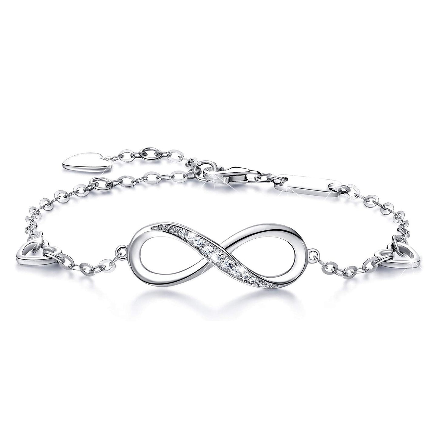 White Elements Infinite Pendant Chain Bracelet in 14K White Gold Plating