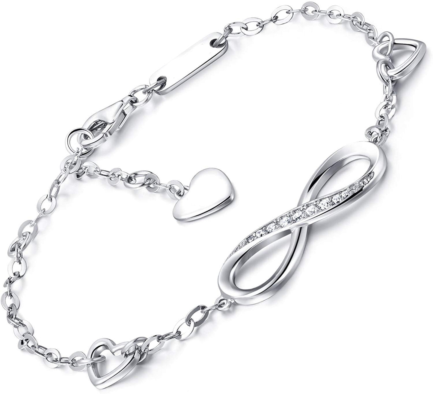 White Elements Infinite Pendant Chain Bracelet in 14K White Gold Plating