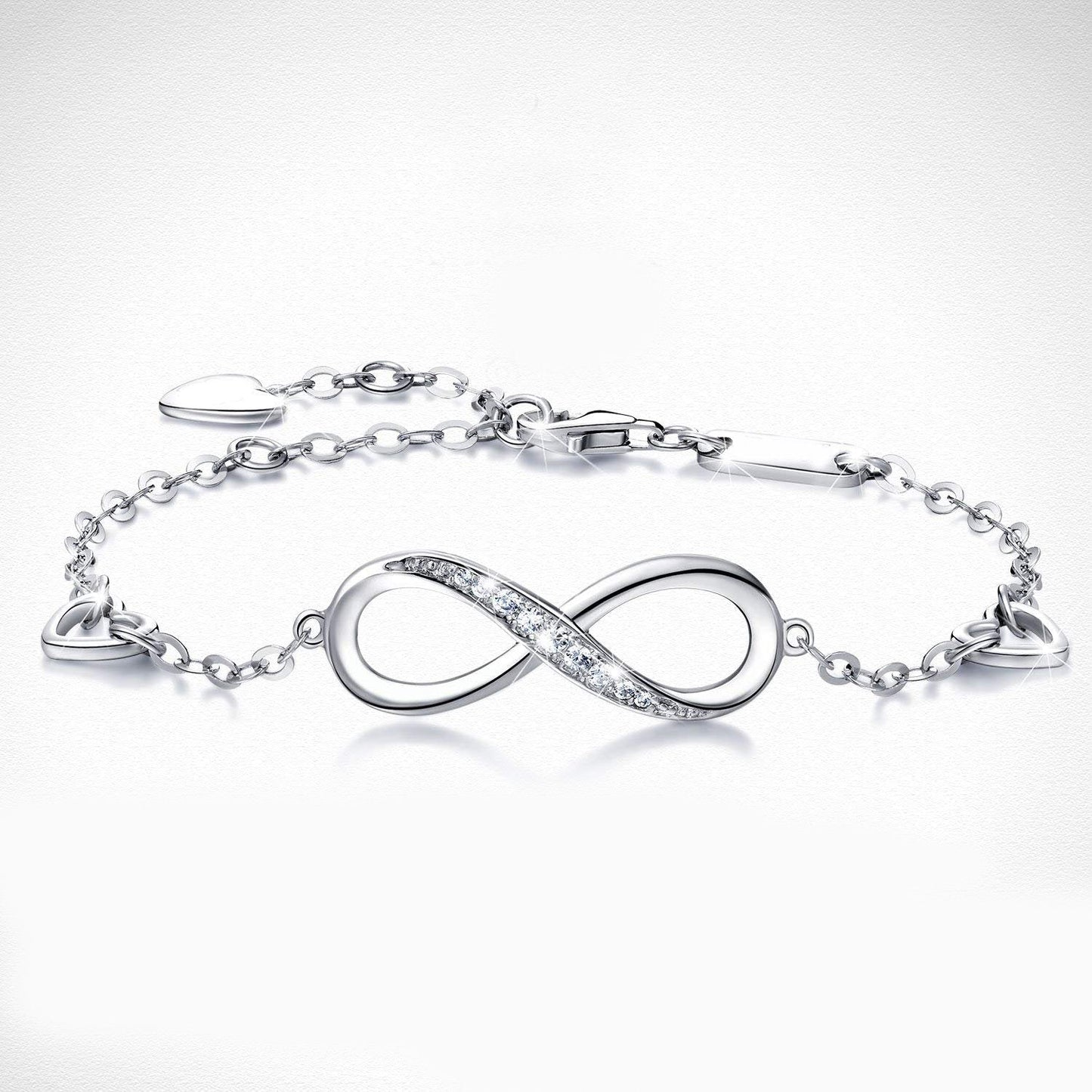 White Elements Infinite Pendant Chain Bracelet in 14K White Gold Plating