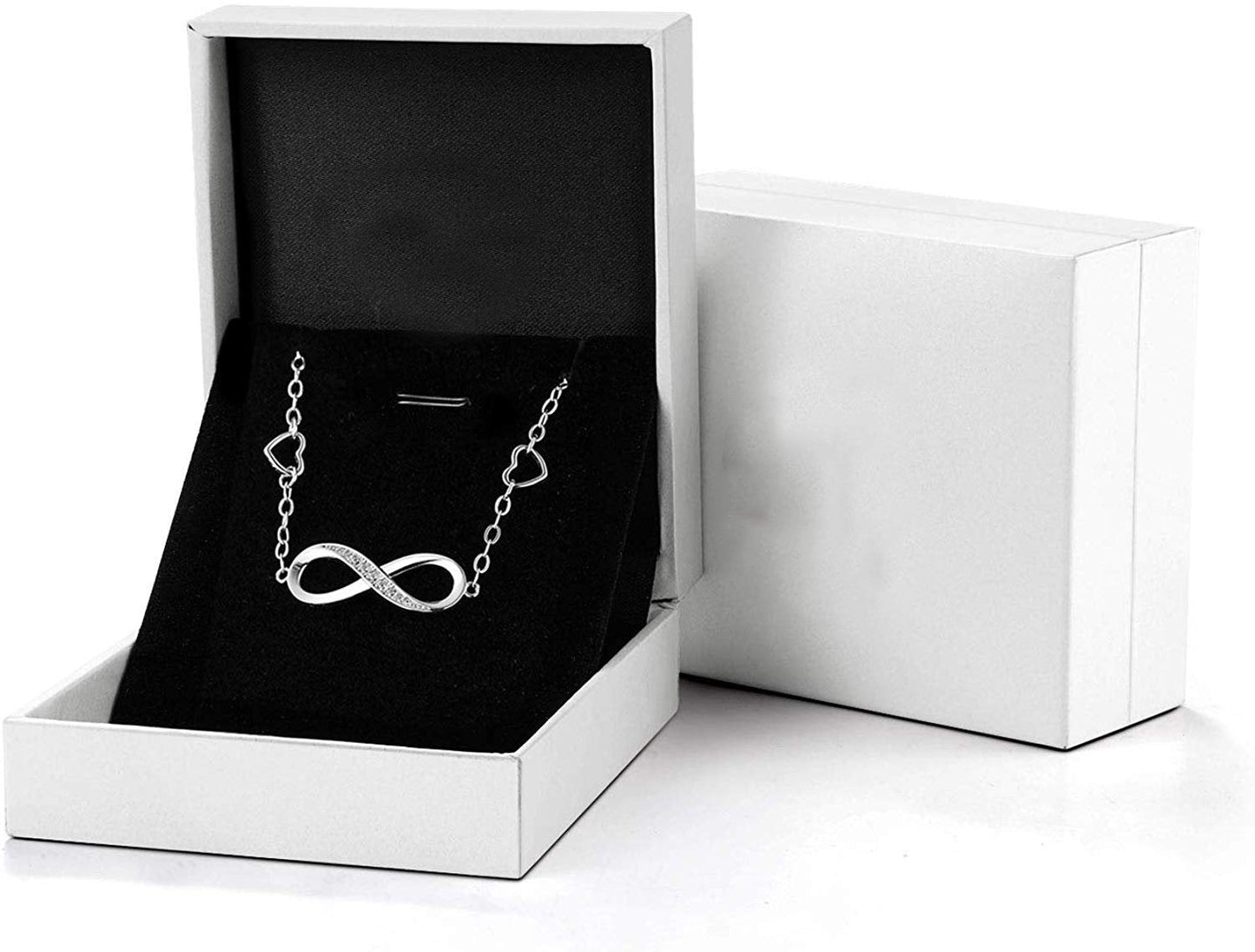 White Elements Infinite Pendant Chain Bracelet in 14K White Gold Plating
