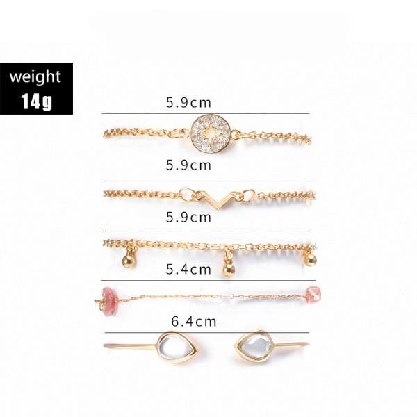 5 Piece Pink Crystal Celestial Bracelet Set - ALILY
