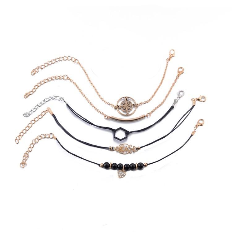 Searching For The Stars Black Marble 5 Piece Bracelet - ALILY
