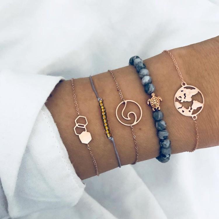 Cleaning Our Oceans Marble 5 Piece Bracelet Set - ALILY