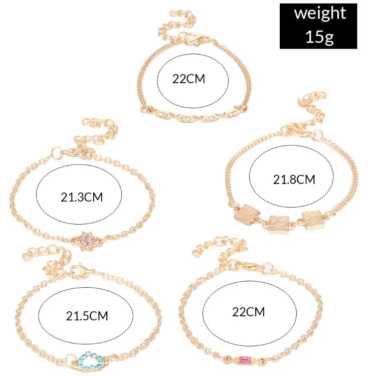 5 Piece Cute & Kitschy Pav'e Minimalist Bracelet Set - ALILY