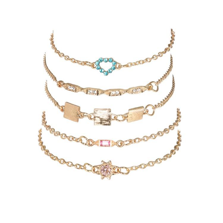 5 Piece Cute & Kitschy Pav'e Minimalist Bracelet Set - ALILY